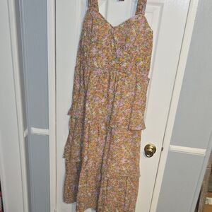 No Boundaries Multicolor Floral Tiered Dress